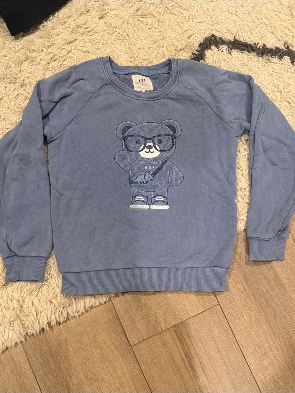 Hux Blue Bear Graphic Crew Sweatshirt Kids Size 8